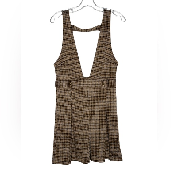 AE It Knit Pinafore Mini Dress Academia Houndstooth Skater size small - Picture 2 of 6
